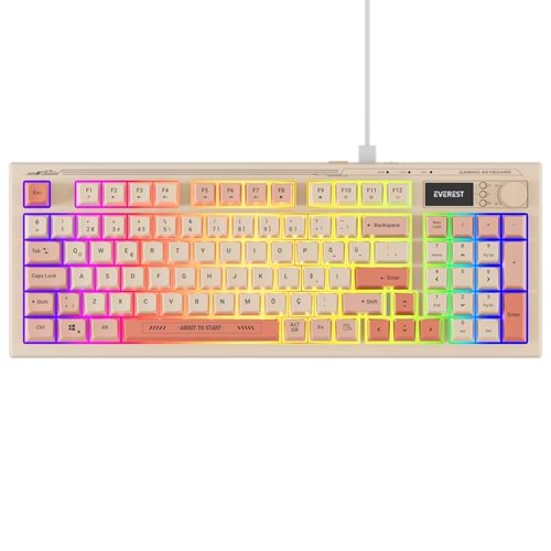 EVEREST KB-79 SLİENT PRO BEJ PEMBE TURUNCU RGB KLAVYE