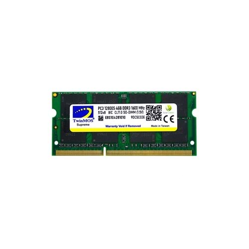 4GB DDR3 NOTEBOOK RAM 1600MHZ TWINMOS 1.5NB MDD34GB1600N