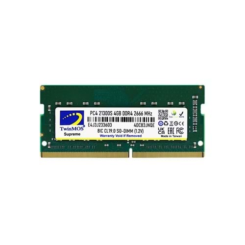 4GB DDR4 NOTEBOOK RAM 2666MHZ TWINMOS 1.2V CL19 NB MDD44GB2666N