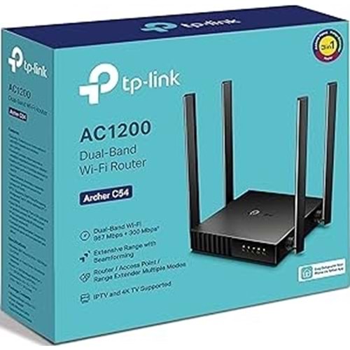 TP-Link Archer C54 AC1200 802.11ac 2.4GHz 300Mbps 5GHz 867Mbps Dual Band WiFi 5 Router