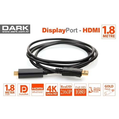 DARK DK-CB-MDPXHDMIL180 1.8M MINI DISPLAY PORT TO HDMI KABLO