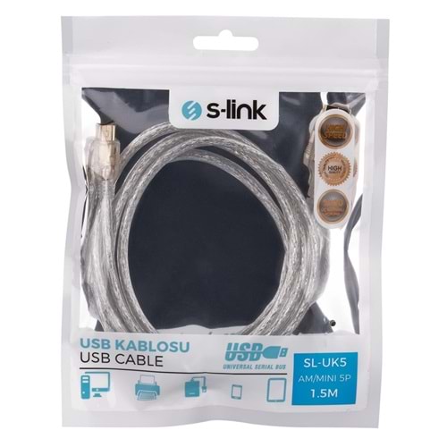 S-LİNK SL-UK5 USB 2.0 1.5M 5 PİN KAMERA KABLOSU