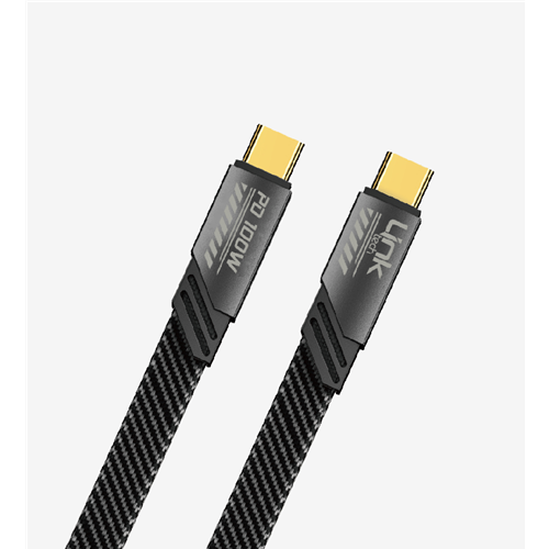 LINK-TECH K472 MECHA STİL 120CM 100W TYPE-C HIZLI ŞARJ KABLOSU SİYAH