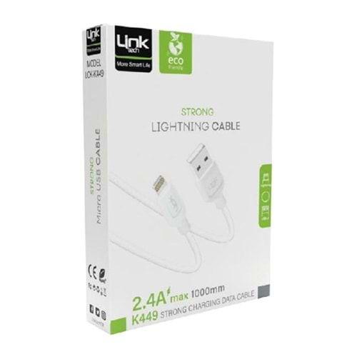 LINK-TECH K449 1M 2.4A MAX İPHONE USB ŞARJ KABLOSU