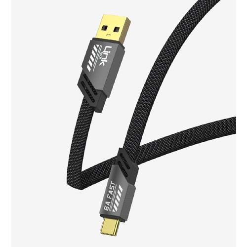 LINK-TECH K470 MECHA STİL 120CM 6A USB-A TYPE-C HIZLI ŞARJ KABLOSU