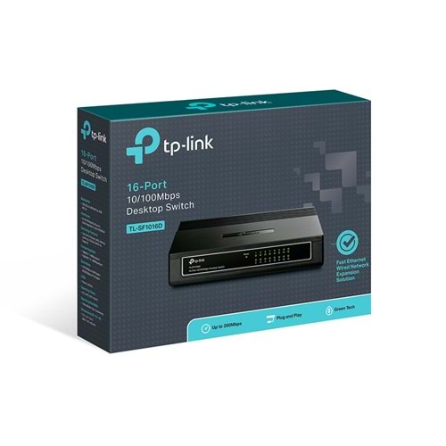 Tp-Link TL-SF1016D 16-Port 10/100 Mbps Switch (Plastik Kasa)