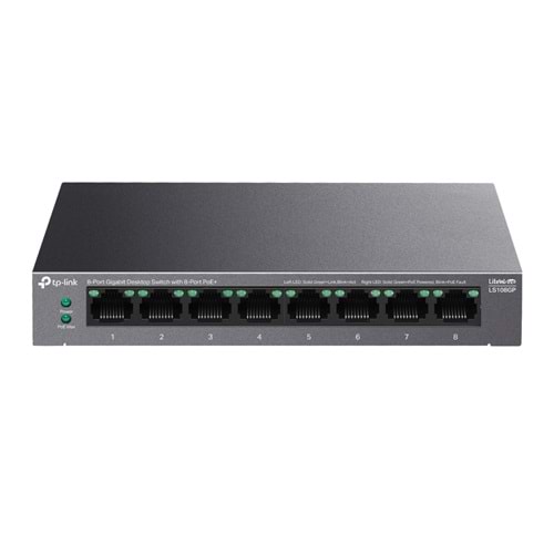 TP-Link LS108GP 8-Port Gigabit Desktop Switch with 8-Port PoE+ (62W)