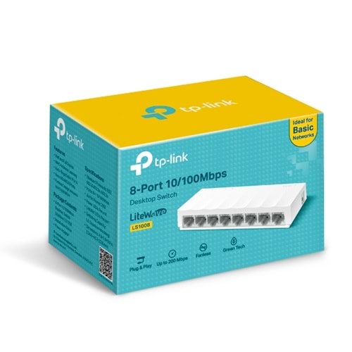 Tp-Link LS1008 LiteWave 8-Port 10/100 Mbps Desktop Switch (Plastik Kasa)