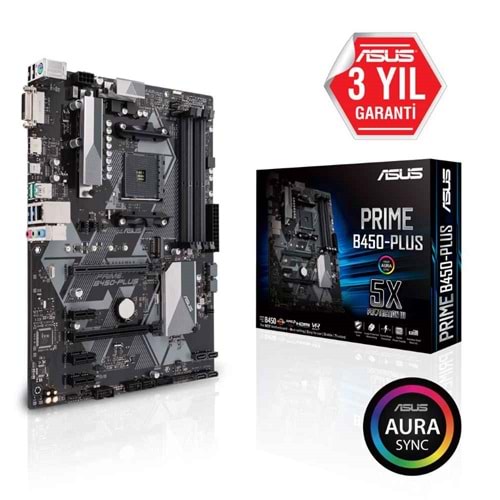 Asus PRIME B450-PLUS B450 DDR4 USB3.1 M.2 HDMI/DVI/VGA PCI 3.0 AM4 Anakart
