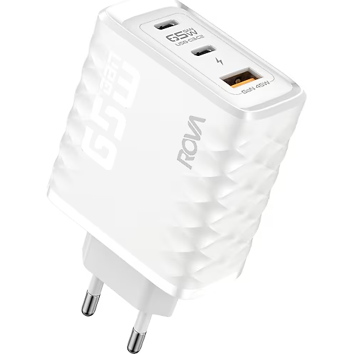 Rova SB116 65W 3 Çıkışlı Hızlı Şarj Adaptörü – Usb-A + 2x Usb-C Pd Destekli, Çoklu Cihaz Uyumu