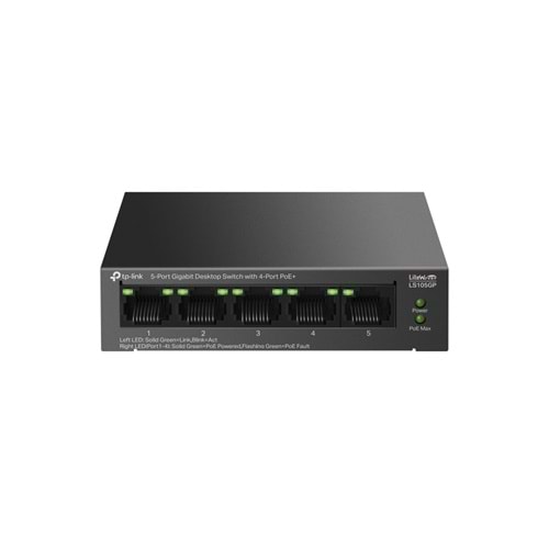 Tp-Link LS105GP 4-Port PoE+ with 5-Port Masaüstü Gigabit Switch (65W)