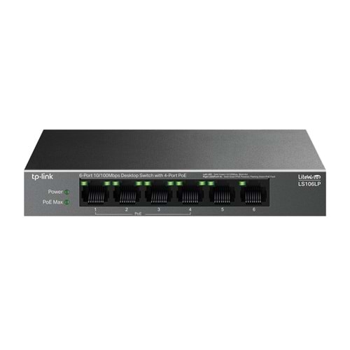Tp-Link LS106LP 4-Port PoE with 6-Port 10/100Mbps Masaüstü Switch (41W)