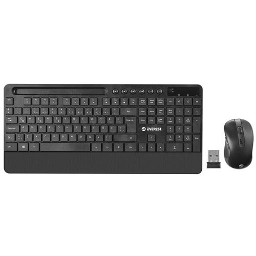 Everest KM-9676 Multimedya Tablet-Telefon Standlı Klavye + Mouse Set Siyah