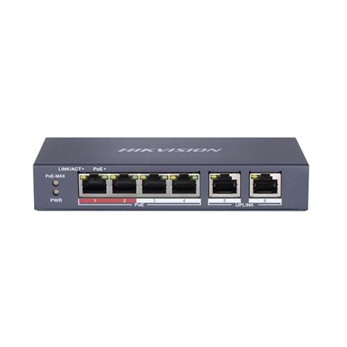Hikvision DS-3E0106P-E/M 4 Port PoE (38W) 10/100Mbps + 2FE Uplink Switch