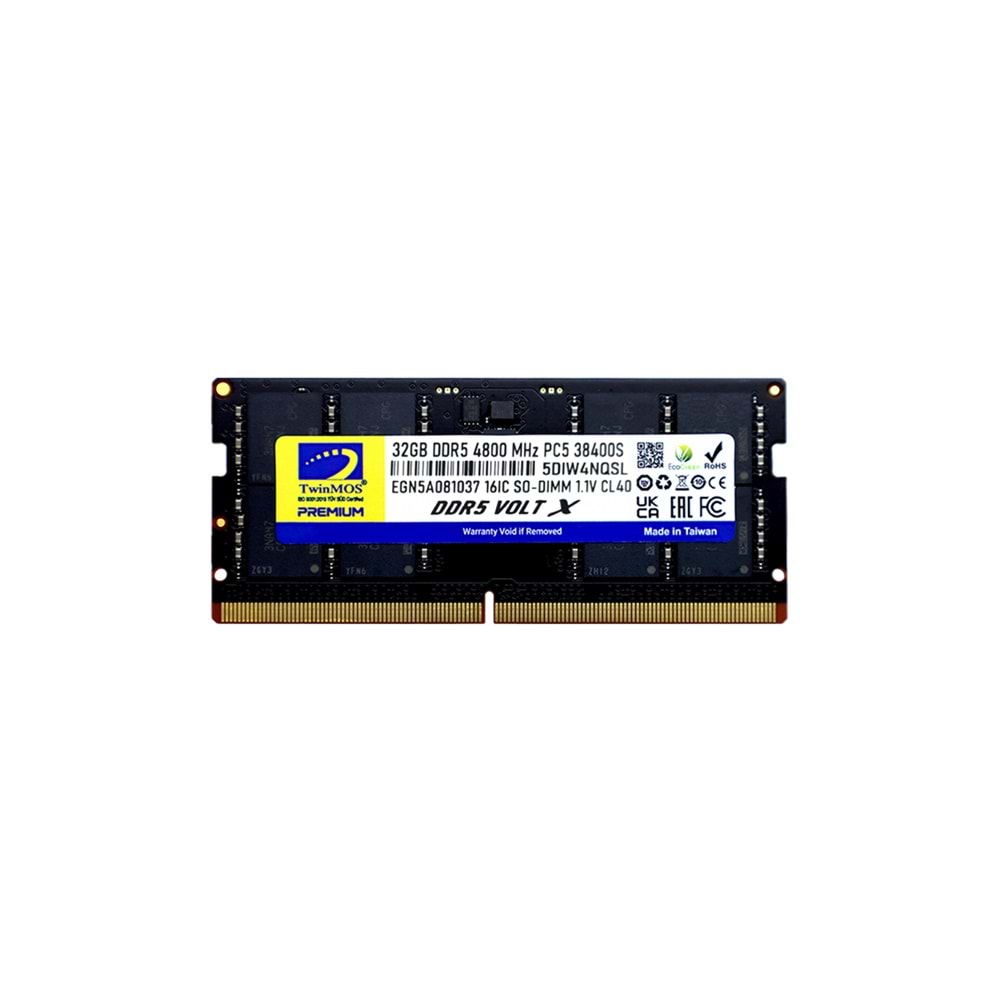 TwinMOS 32GB 4800MHz DDR5 CL40 SO-DIMM Ram (TMD532GB4800S40)