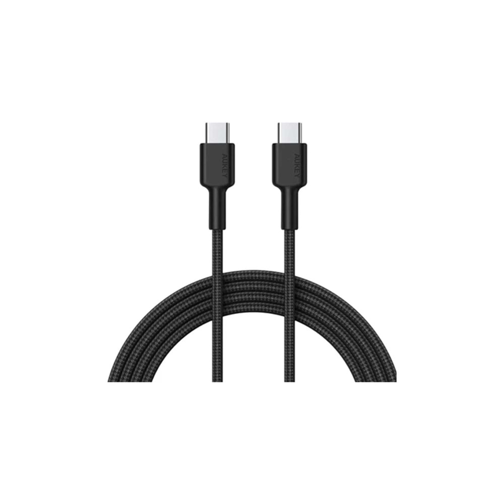 Aukey CB-CD45-BK Naylon Örgülü Type-C Type-C Şarj Kablosu (0.9m)
