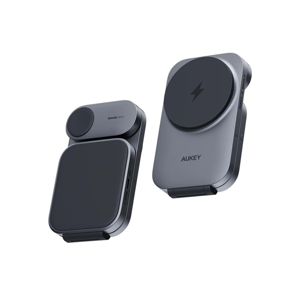 Aukey LC-MC312-GY MagFusion Z Qi2 15W Katlanabilir 3'ü 1 Arada Mıknatıslı Kablos