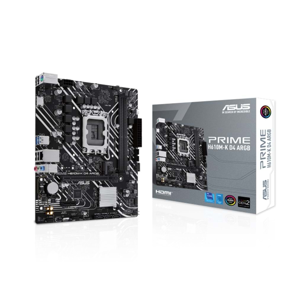 Asus PRIME H610M-K D4 ARGB H610 DDR4 M.2 HDMI PCI 4.0 1700p Anakart
