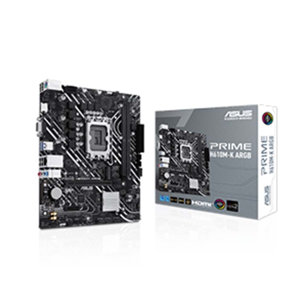 Asus PRIME H610M-K ARGB H610 DDR5 M2 USB3.2 HDMI/VGA PCI 4.0 1700p Anakart