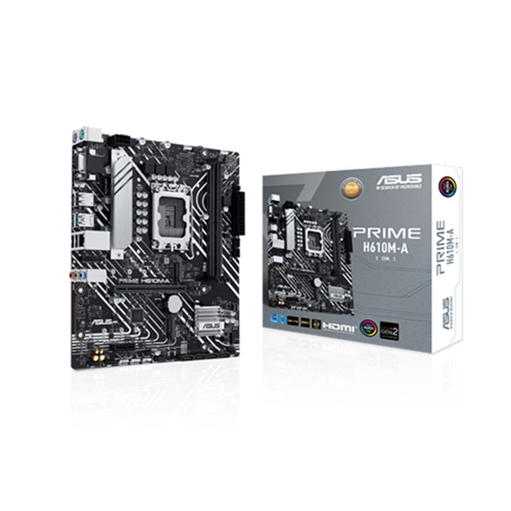 Asus PRIME H610M-A-CSM H610 DDR5 M.2 USB3.2 DP/HDMI/VGA PCI 4.0 1700p Anakart