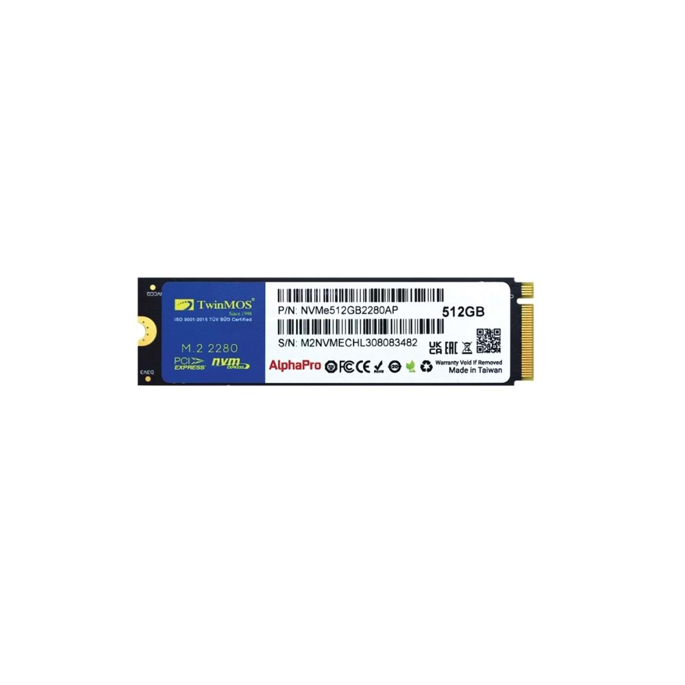 TwinMOS 512GB AlphaPro NVMe M.2 PCle Gen3 3600-3250MB/s (NVMe512GB2280AP)