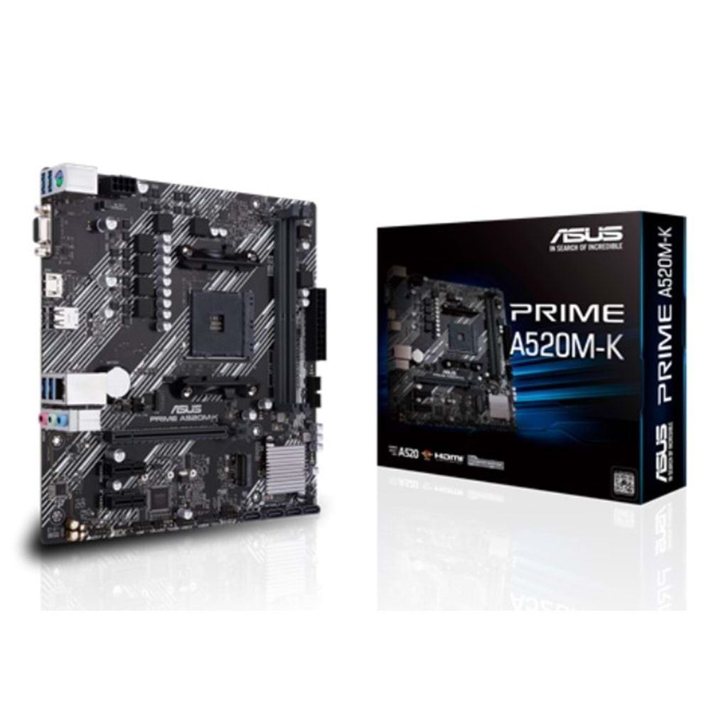 Asus PRIME A520M-K AMD A520 DDR4 4400 USB3.2 M2 HDMI/VGA PCI 3.0 AM4 Anakart