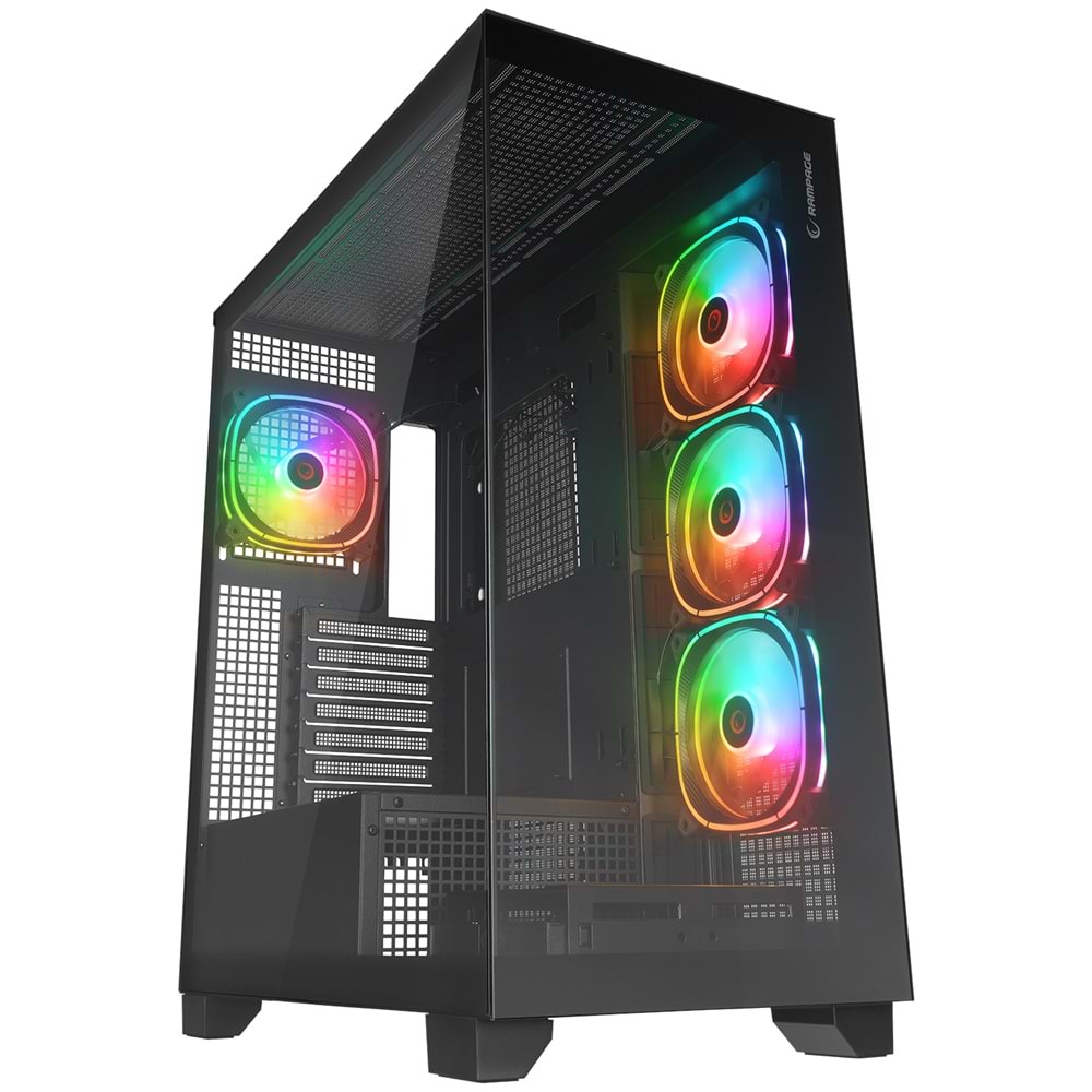 Rampage HYDRA V1 ARGB Fan+Hub Type-C E-ATX Siyah Exclusive Gaming Oyuncu Kasası