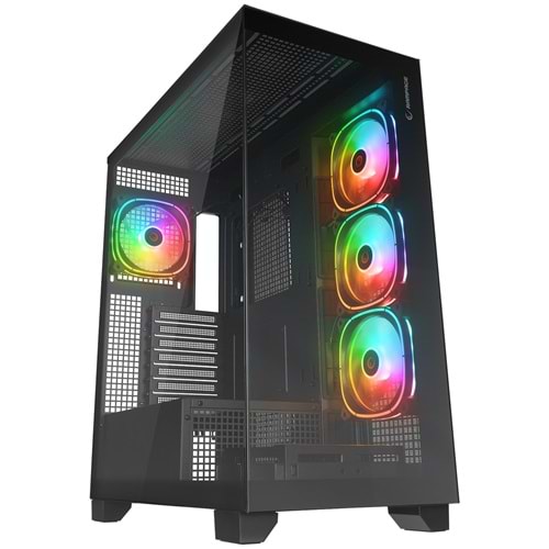 Rampage HYDRA V1 ARGB Fan+Hub Type-C E-ATX Siyah Exclusive Gaming Oyuncu Kasası