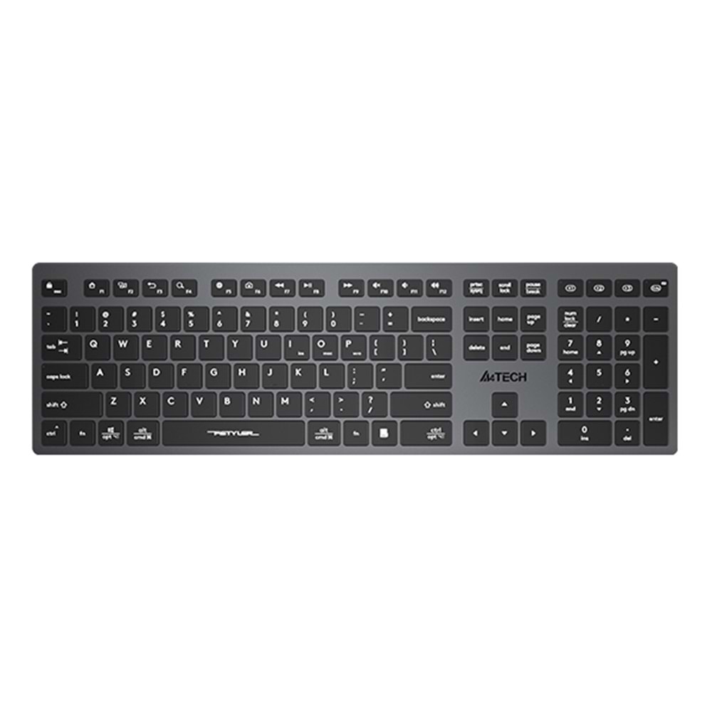 A4 Tech FBX50C Şarj Edilebilir (Q) FN-Multimedya Bluetooth & 2.4Ghz Klavye Gri