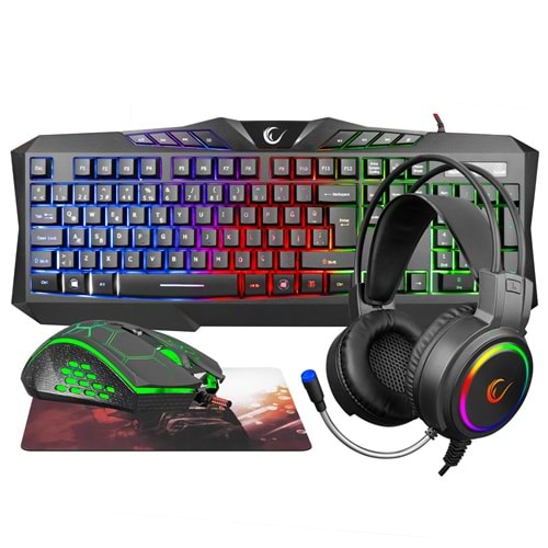 Rampage KM-404 ARGENTI Q Rainbow USB Gaming Combo Klavye+Kulaklık+Mouse+Mousepad