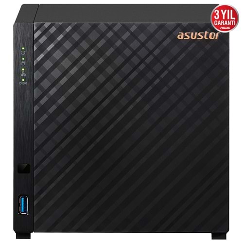 Asustor AS1104T NAS ( RTD1296 İşlemci , 1GB RAM, 4 HDD Yuvalı, 2.5GbE, USB 3.2 )