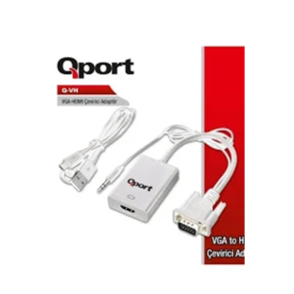 QPORT Q-VH VGA TO HDMI DÖNÜŞTÜRÜCÜ + SES KABLOSU (VGA+HDMI)