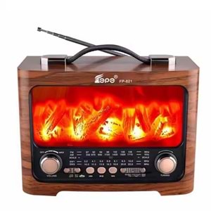 FEPE FP-821 ŞÖMİNE EFEKTLİ RETRO AHŞAP GÖRÜNÜMLÜ USB TF GİRİŞLİ AM/FM/SW1-2 NOSTALJİK RADYOLU BLUETOOTH HOPARLÖR