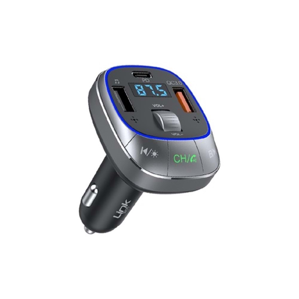 LINK-TECH GF17 PREMIUM DUAL PORTT PD & QC3.0 48W 5.1 BLUETOOTH FM TRANSMİTTER
