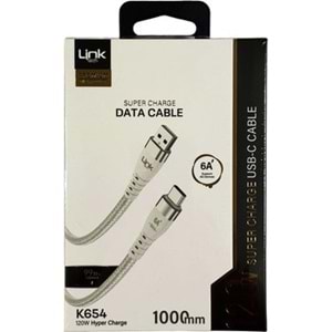 LINK-TECH K654 PREMİUM 120W ÖRGÜLÜ METAL BAŞLI TYPE-C ŞARJ KABLOSU
