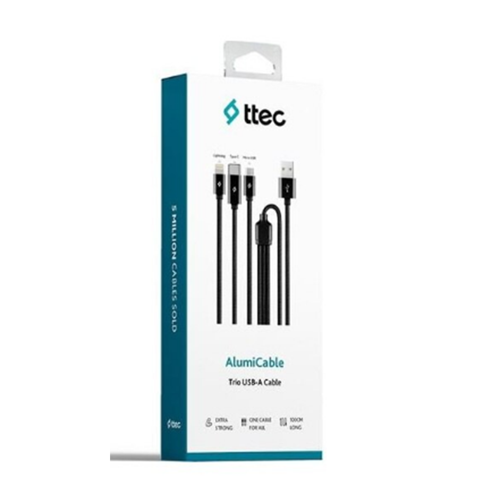 TTEC TRİO ŞARJ KABLOSU 1MT SİYAH 2DK39S