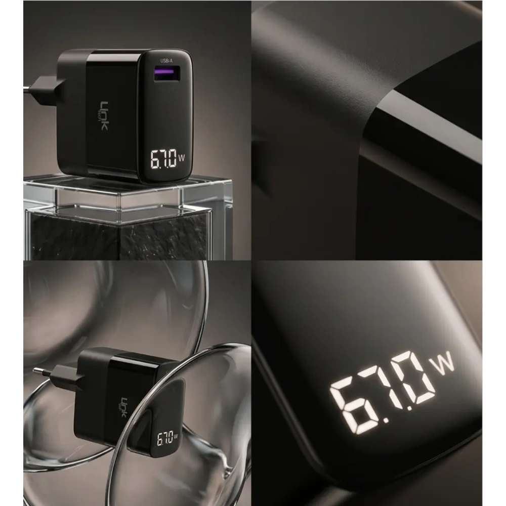 LINK-TECH G860 PREMİUM USB-A DAN TİP-C YE KABLOLU 67W SÜPER ADAPTÖR