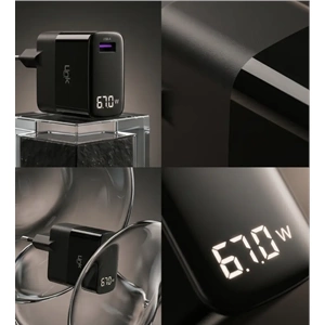 LINK-TECH G860 PREMİUM USB-A DAN TİP-C YE KABLOLU 67W SÜPER ADAPTÖR