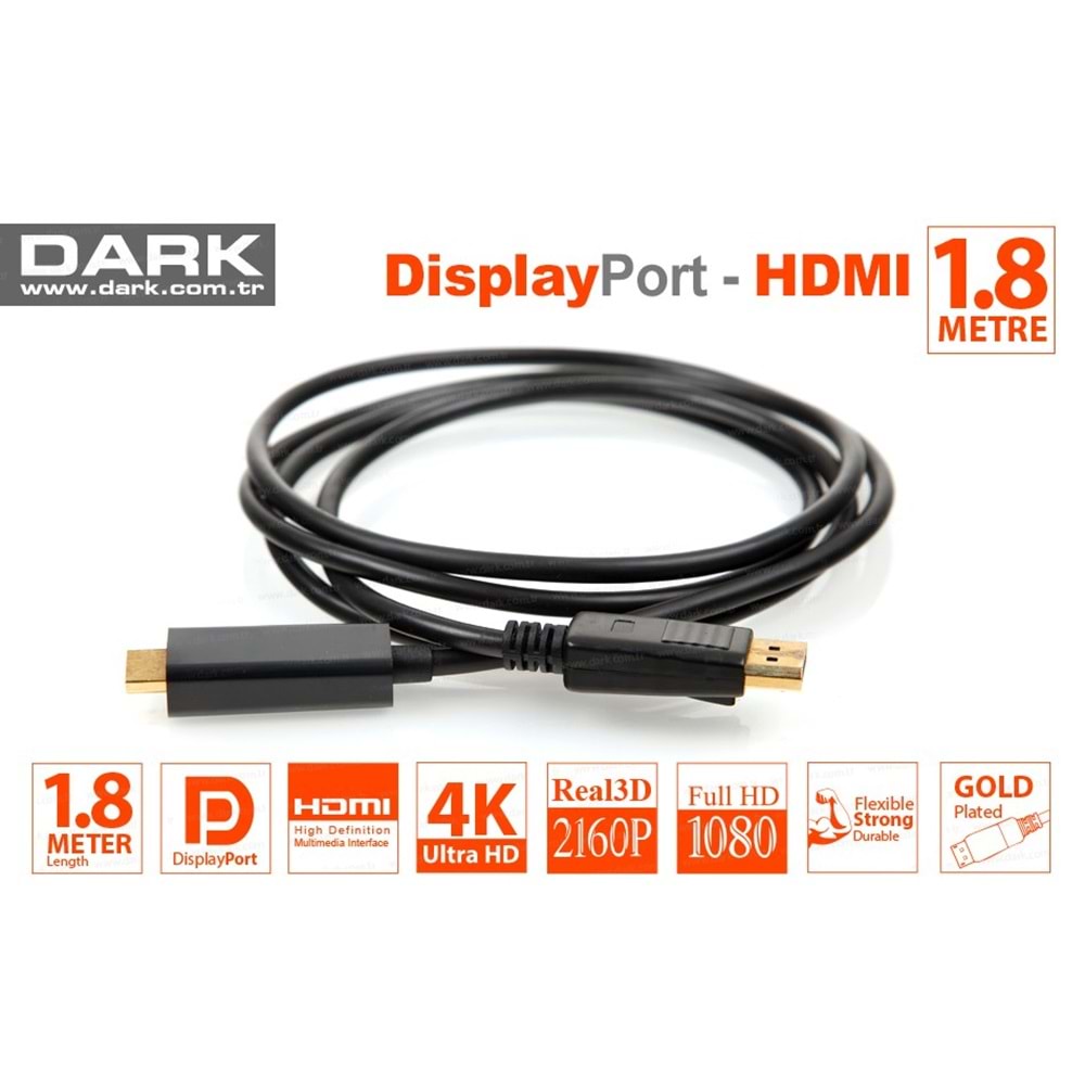 DARK DK-CB-MDPXHDMIL180 1.8M MINI DISPLAY PORT TO HDMI KABLO