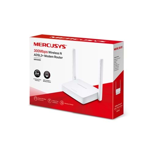 Mercusys MW300D 300 Mbps 2.4GHz ADSL2+ WiFi N Modem Router