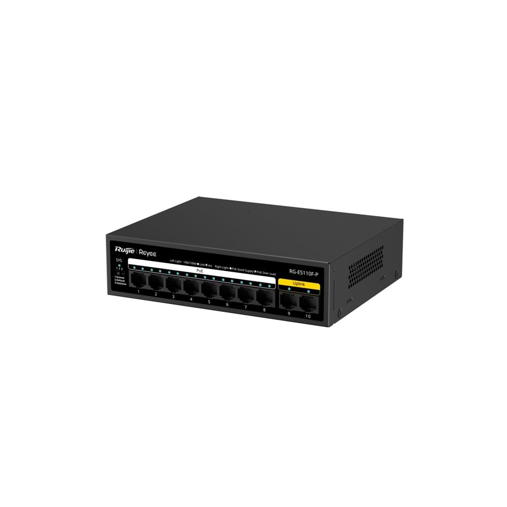 Ruijie Reyee RG-ES110F-P 8 -Port 10/100 +2X 10/100 RJ45 Uplink 110W Poe Switch