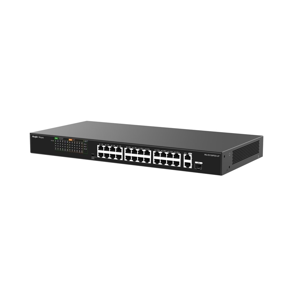 Ruijie Reyee RG-ES126FGS-LP 24-Port 10/100+2X RJ45 /1X1GBSFP (180W) Poe Rackmoun