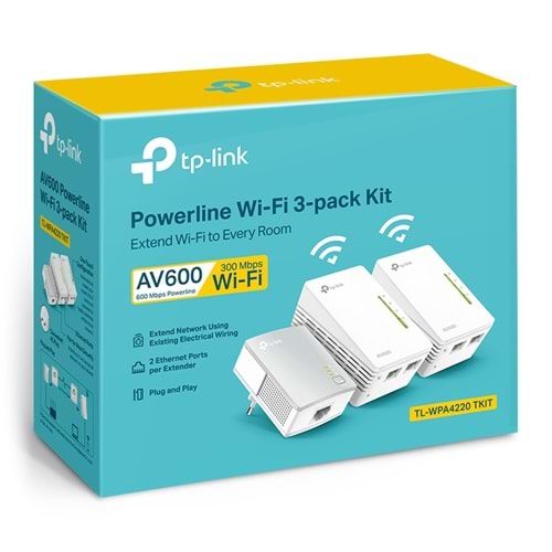 Tp-Link TL-WPA4220 TKIT AV600 Powerline N300 Wi-Fi ( 3X ) ( Powerline Adaptör )