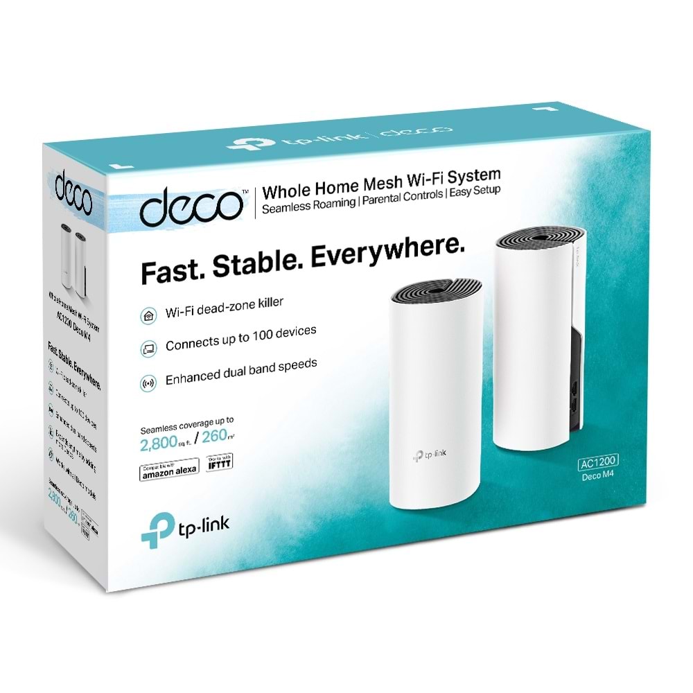 Tp-Link Deco M4(2-pack) AC1200 Whole Home Mesh Wi-Fi System (2X)(Menzil Genişlet