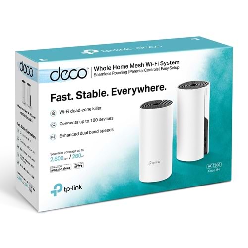 Tp-Link Deco M4(2-pack) AC1200 Whole Home Mesh Wi-Fi System (2X)(Menzil Genişlet