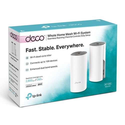 Tp-Link Deco E4(2-pack) AC1200 Whole Home Mesh Wi-Fi System (2X)(Menzil Genişlet