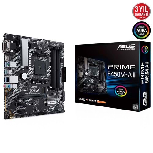 Asus PRIME B450M-A II B450 DDR4 USB3.2 M.2 HDMI/DVI/VGA PCI 3.0 AM4 Anakart