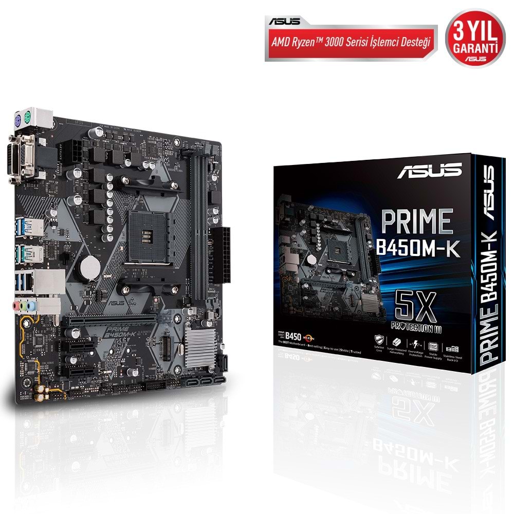 Asus PRIME B450M-K II B450 DDR4 USB3.1 M.2 DVI/VGA PCI 3.0 AM4 Anakart