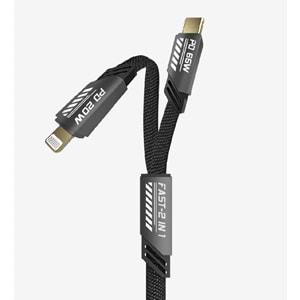 LINK-TECH K475 MECHA STİL 120CM 65W+20W TYPE-C TO TYPE-C İPHONE HIZLI ŞARJ KABLOSU