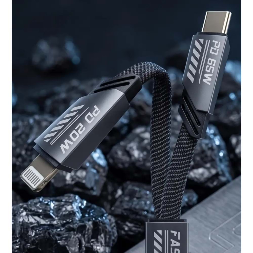 LINK-TECH K475 MECHA STİL 120CM 65W+20W TYPE-C TO TYPE-C İPHONE HIZLI ŞARJ KABLOSU